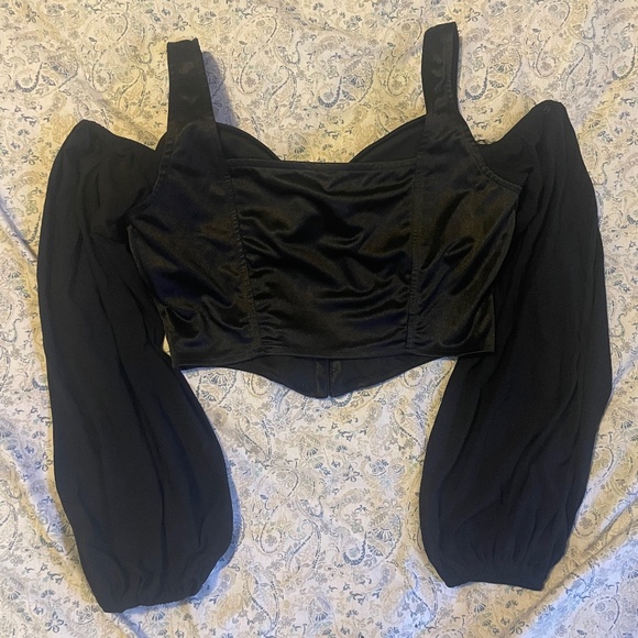 Plus Size Windsor Off the Shoulder Black Corset Top - Picture 5 of 5